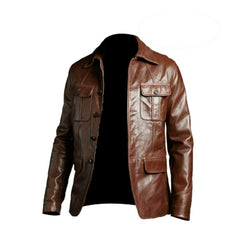 Men's Italian Style Real Antique Leather Coat Brown/Black