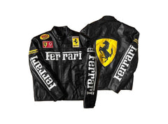 Ferrari Black Racing Moto Leather Jacket