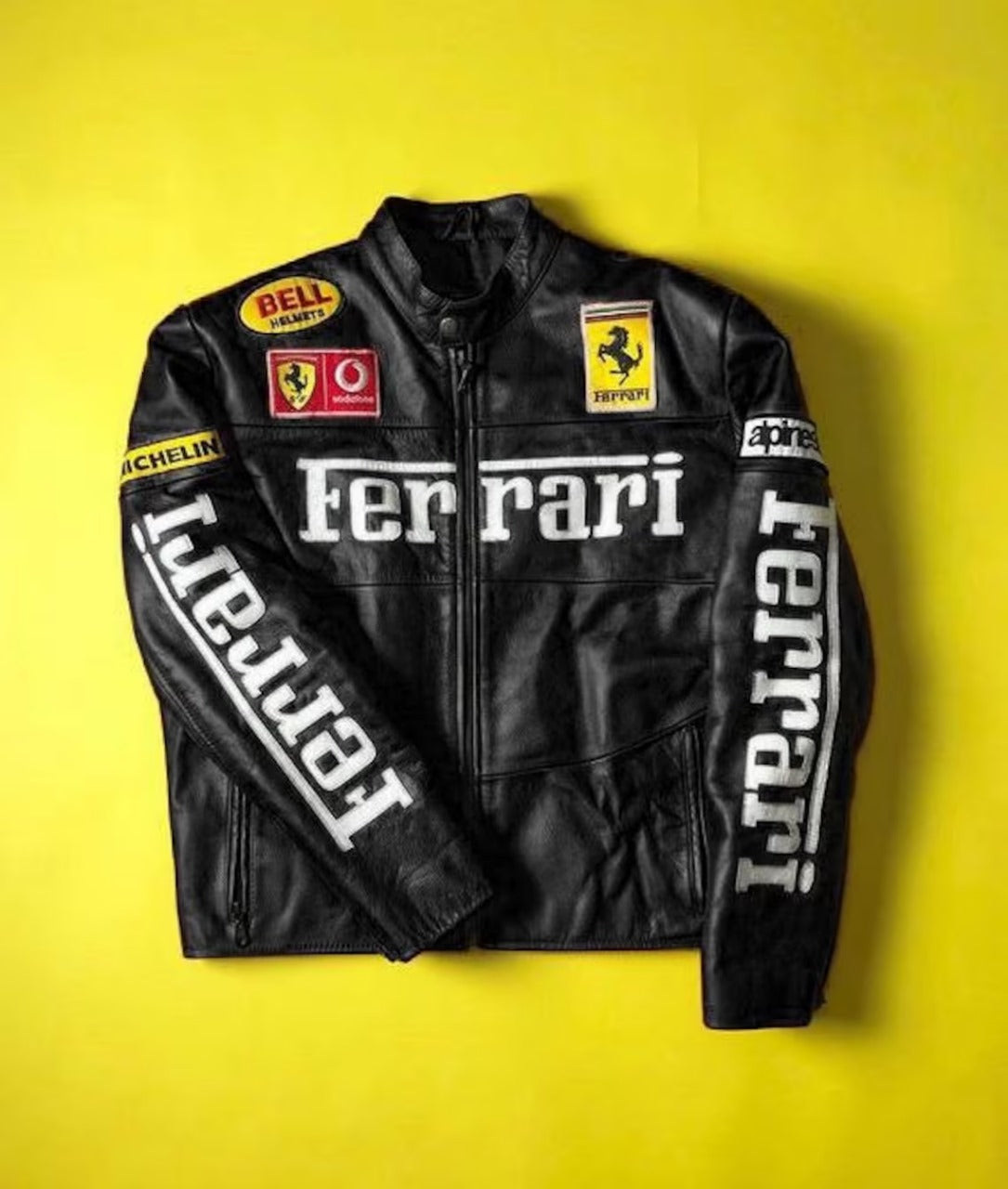 Ferrari Black Racing Moto Leather Jacket