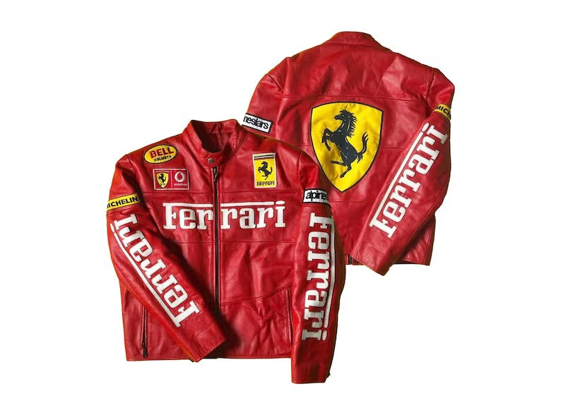 Ferrari Red Racing Moto Leather Jacket