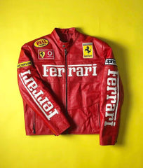 Ferrari Red Racing Moto Leather Jacket