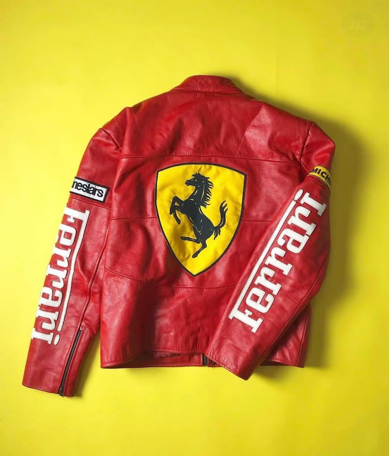 Ferrari Red Racing Moto Leather Jacket