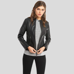 Women's Cora Black Biker Leather Jacket