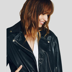 Women's Lucia Black Biker Leather Jacket