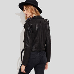 Women's Sienna Black Biker Leather Jacket