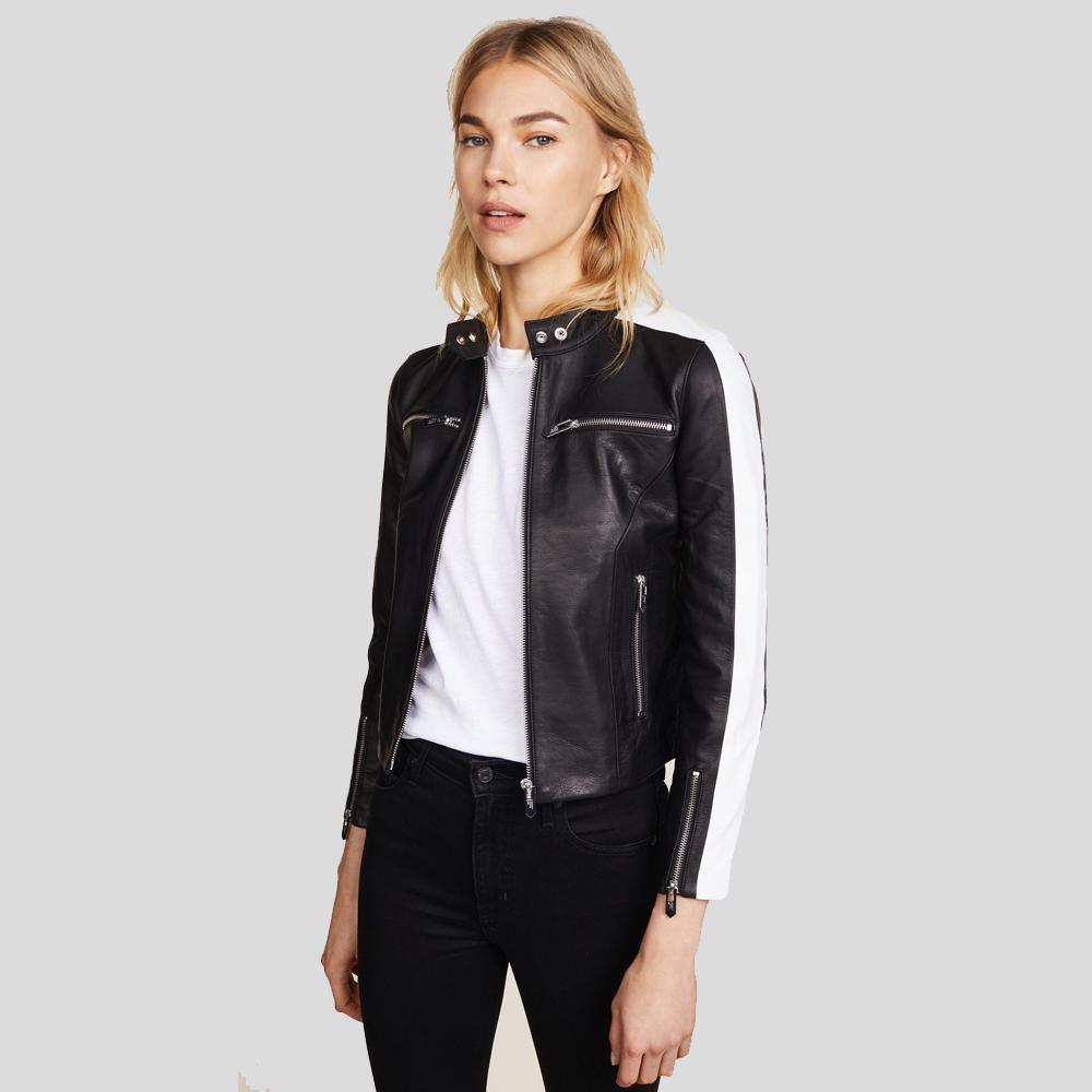 Women's Michel Black Racer Leather Jackets